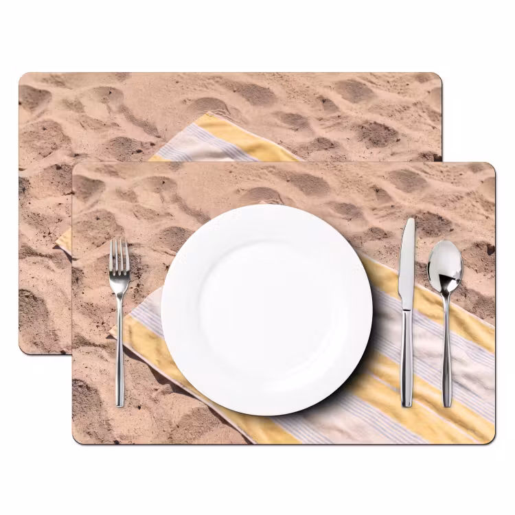 Boek - Zonnebril - Strand - Zomer - Geel Placemat vinyl groot -zzsfeer2_Kitchenyeah-website