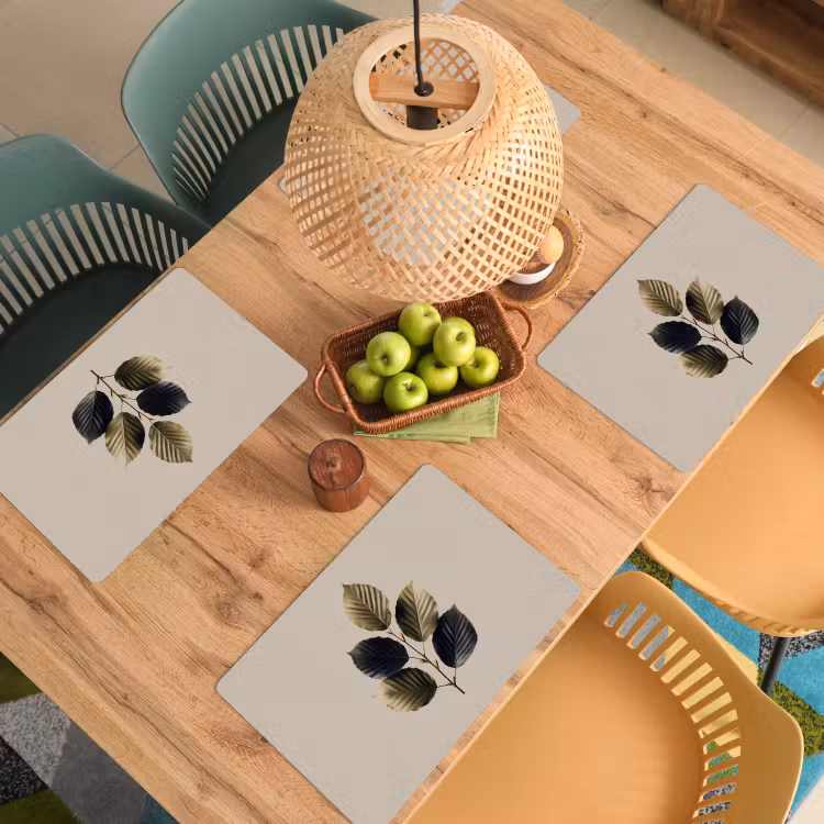 Beukenbladeren - Bruin - Groen - neutraal Placemat vinyl groot -zzsfeer5_Kitchenyeah-website