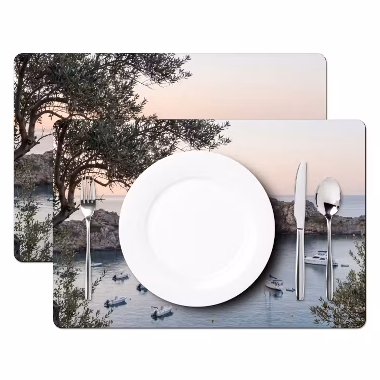 Tischset - 6 Stück - Bucht – Boote – Sonnenuntergang - Baai - boten - zonsondergang Placemat vinyl groot