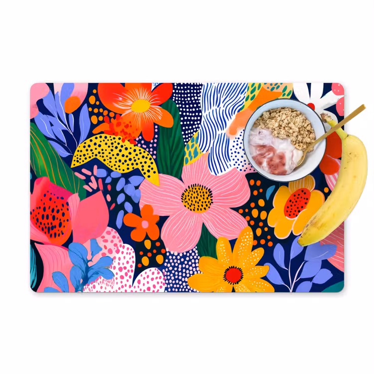 Kleurrijk - Bloemen - Abstract - Stippen Placemat vinyl groot -zzzproduct_Kitchenyeah-website