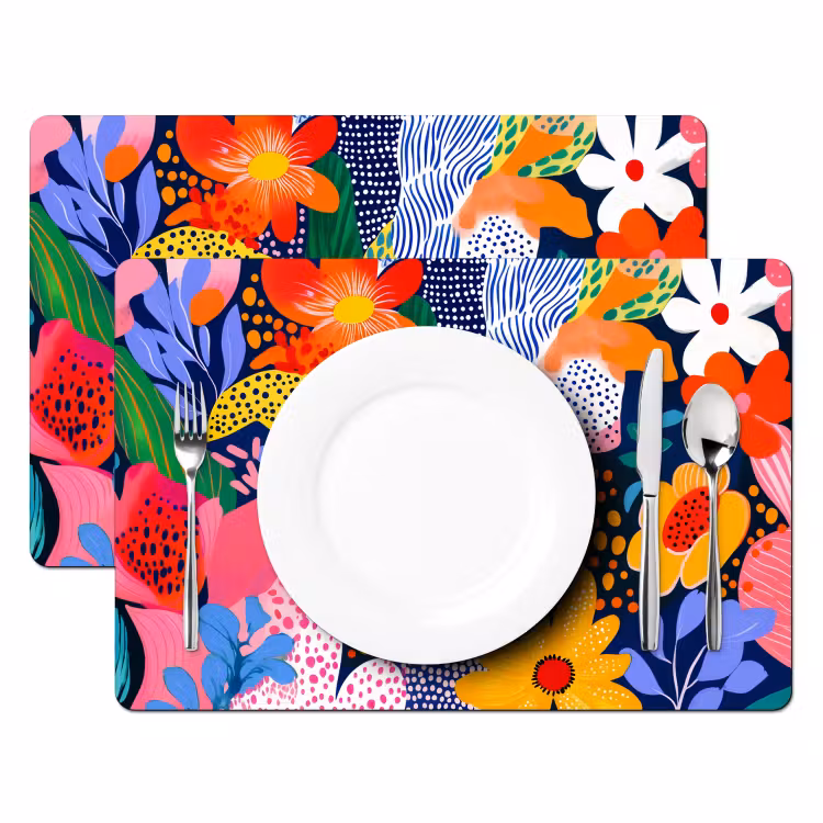 Kleurrijk - Bloemen - Abstract - Stippen Placemat vinyl groot -zzsfeer2_Kitchenyeah-website