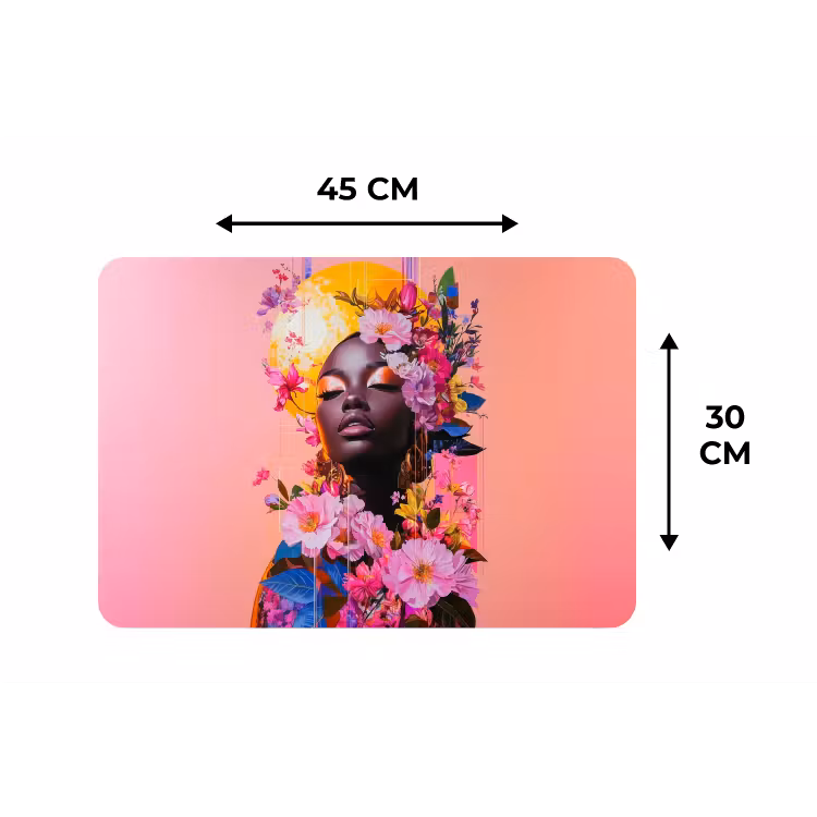 Kleurrijk - Bloemen - Vrouw - Zon Placemat vinyl groot -specs