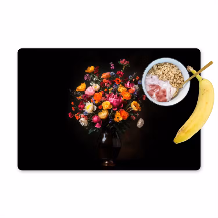 Kleurrijk - Boeket - Vaas - Donkerbruin Placemat vinyl groot -zzzproduct_Kitchenyeah-website