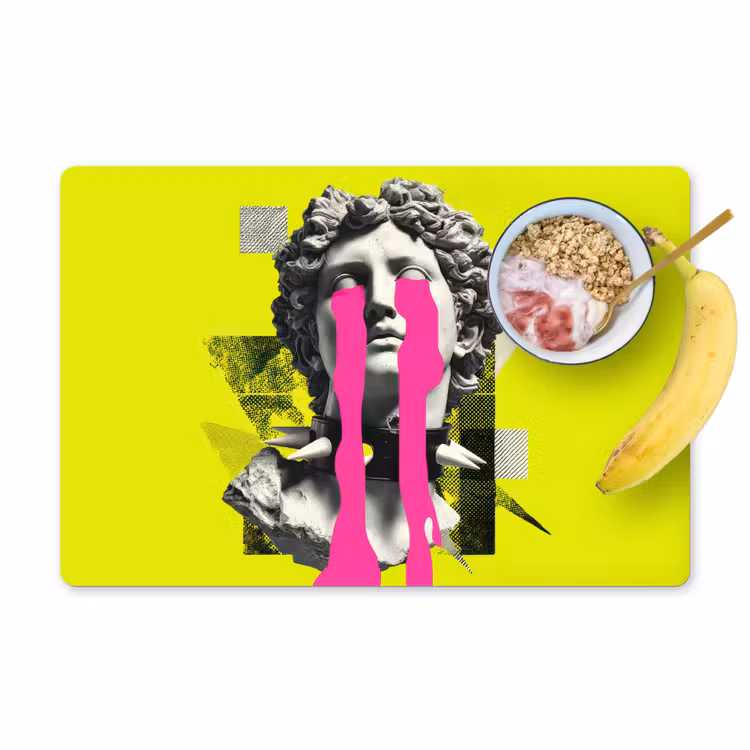 Buste - Verf - Geel Placemat vinyl groot -zzzproduct_Kitchenyeah-website