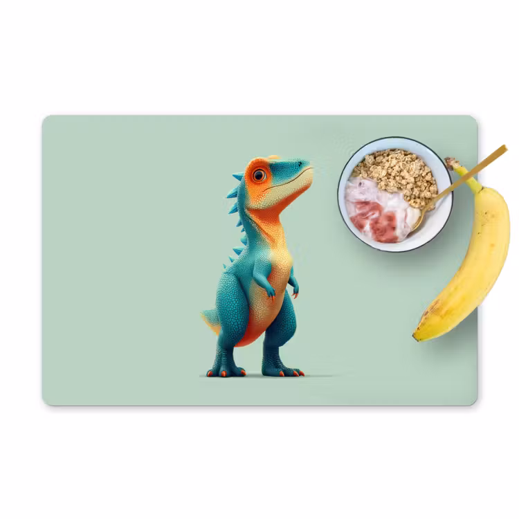 Cartoon - Dino - Oranje - Stekels Placemat vinyl groot -zzzproduct_Kitchenyeah-website