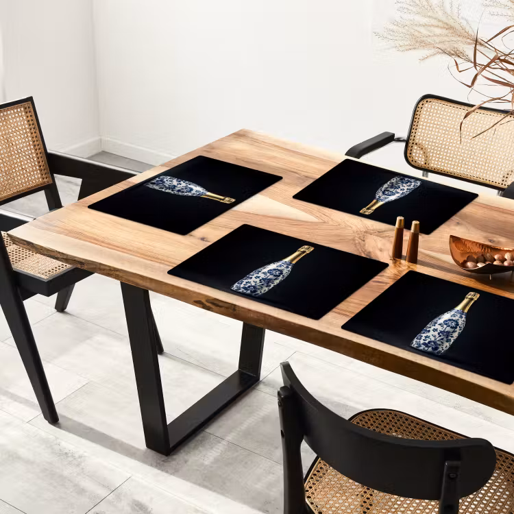 Champagne - Bloemen - Goud - Chique Placemat vinyl groot -zzsfeer4_Kitchenyeah-website
