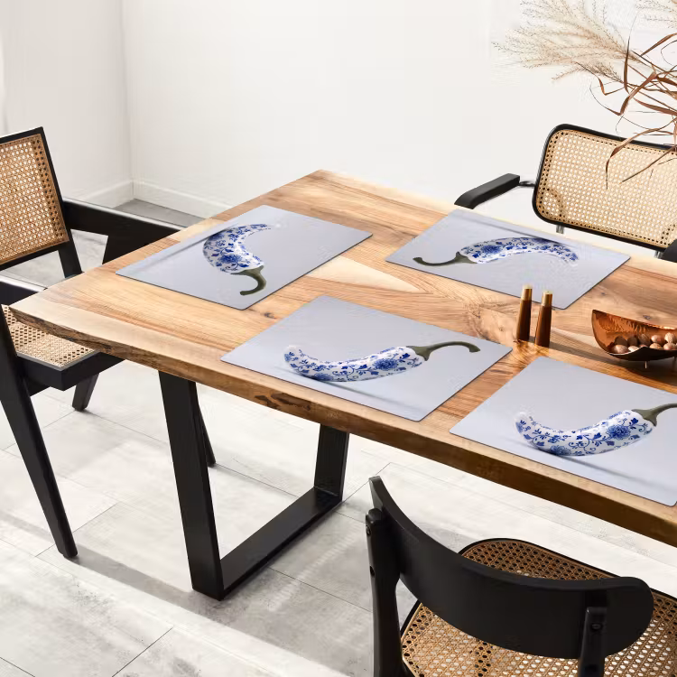 Chilipeper - Keramiek - Blauw Placemat vinyl groot -zzsfeer4_Kitchenyeah-website