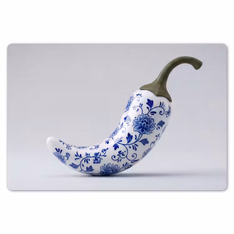 Chilipeper - Keramiek - Blauw Placemat vinyl groot -zzsfeer1_Kitchenyeah-website