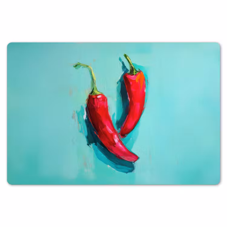 Chilipepers - Geverfd - Rood Placemat vinyl groot -zzsfeer1_Kitchenyeah-website
