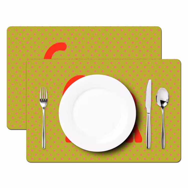Ciao bella - Rood - Groen - Stippen Placemat vinyl groot -zzsfeer2_Kitchenyeah-website