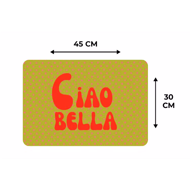 Ciao bella - Rood - Groen - Stippen Placemat vinyl groot -specs