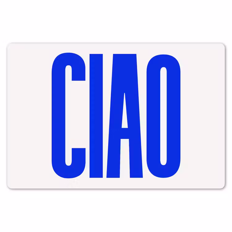 Ciao - Hoofdletters - Blauw - Minimalistisch Placemat vinyl groot -zzsfeer1_Kitchenyeah-website
