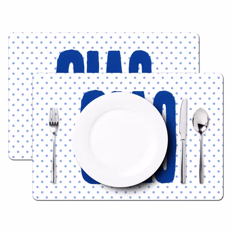 Ciao - Stippen - Roze - Wit Placemat vinyl groot -zzsfeer2_Kitchenyeah-website