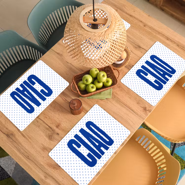 Ciao - Stippen - Roze - Wit Placemat vinyl groot -zzsfeer5_Kitchenyeah-website