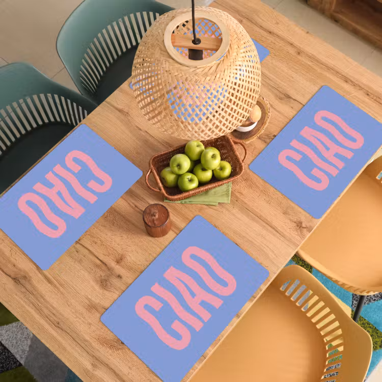 Ciao - Roze - Blauw - Golvend Placemat vinyl groot -zzsfeer5_Kitchenyeah-website