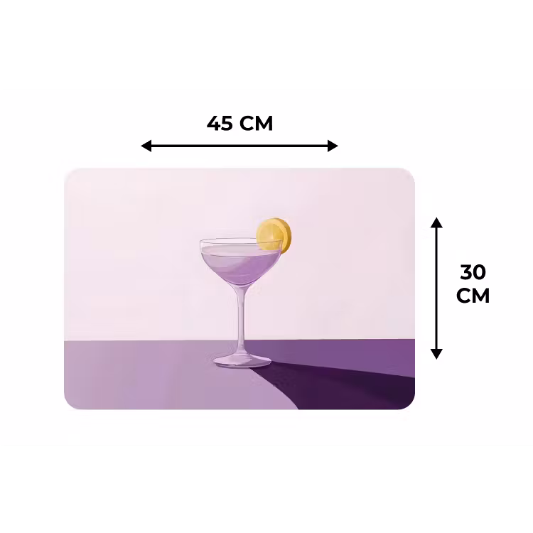 Cocktail - Paars - Minimalistisch - Citroen Placemat vinyl groot -specs