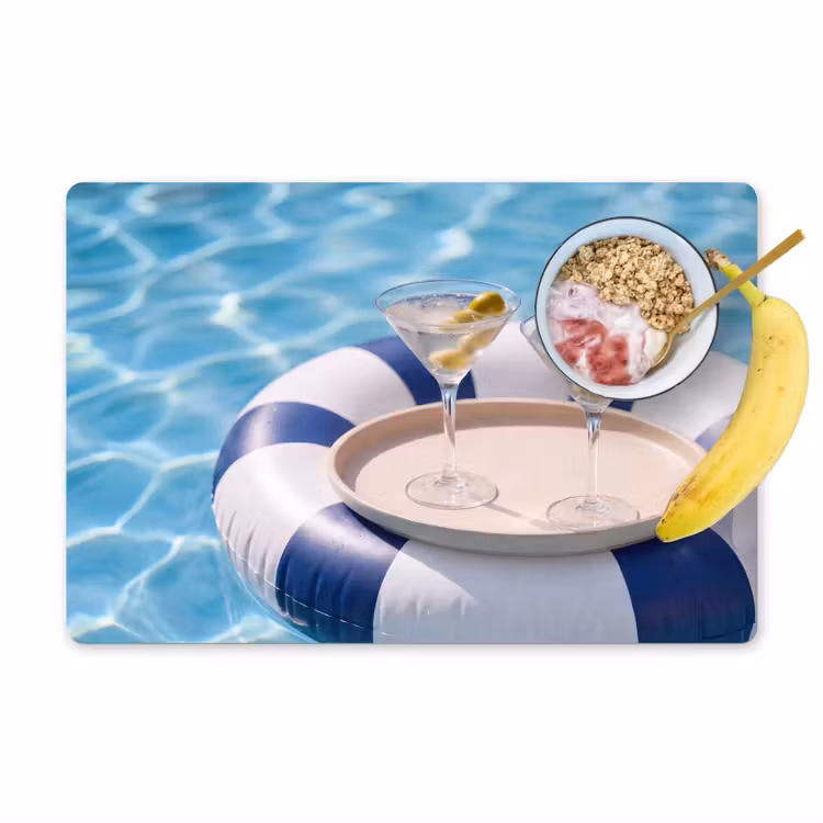 Cocktail - Zwembad - Zomer - Blauw Placemat vinyl groot -zzzproduct_Kitchenyeah-website
