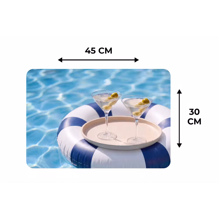 Cocktail - Zwembad - Zomer - Blauw Placemat vinyl groot -specs