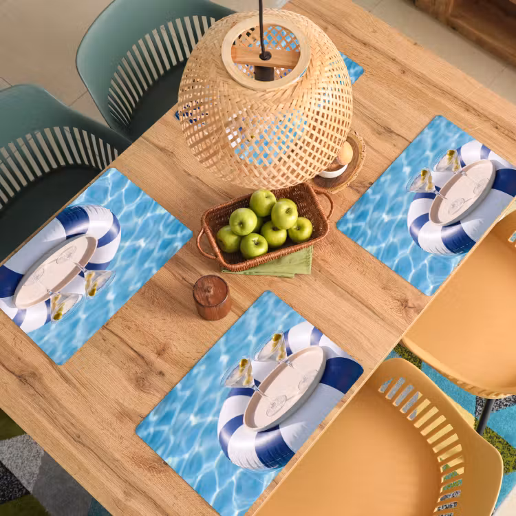 Cocktail - Zwembad - Zomer - Blauw Placemat vinyl groot -zzsfeer5_Kitchenyeah-website