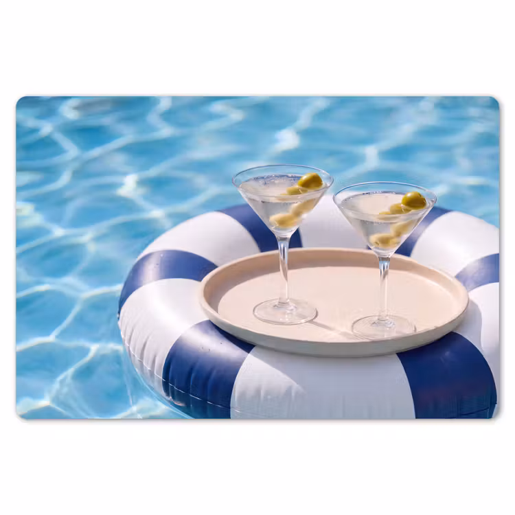 Cocktail - Zwembad - Zomer - Blauw Placemat vinyl groot -zzsfeer1_Kitchenyeah-website