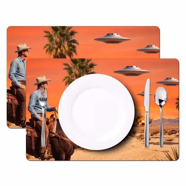 Tischset - 6 Stück - Cowboy – Pferd – Wüste - Cowboy - Paard - Woestijn Placemat vinyl groot