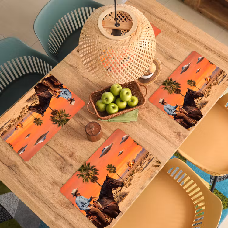 Tischset - 6 Stück - Cowboy – Pferd – Wüste - Cowboy - Paard - Woestijn Placemat vinyl groot