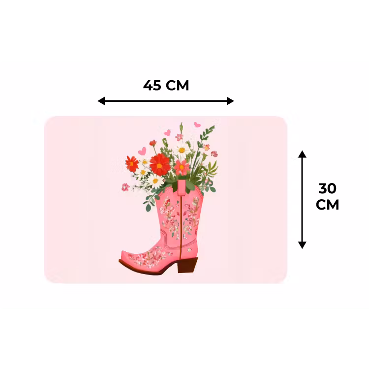 Cowboylaarzen - Roze - Boeket - Bloemen Placemat vinyl groot -specs