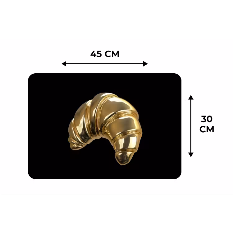 Croissant - Brood - Goud - Zwart Placemat vinyl groot -specs