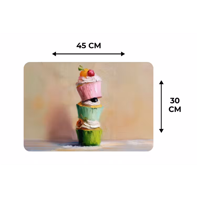 Cupcakes - Gestapeld - Kleurrijk - Fruit Placemat vinyl groot -specs