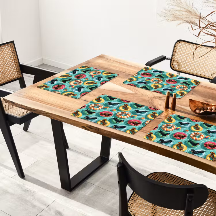 Teckels - Zwembad - Kleurrijk Placemat vinyl groot 368 -zzsfeer4_Kitchenyeah-website