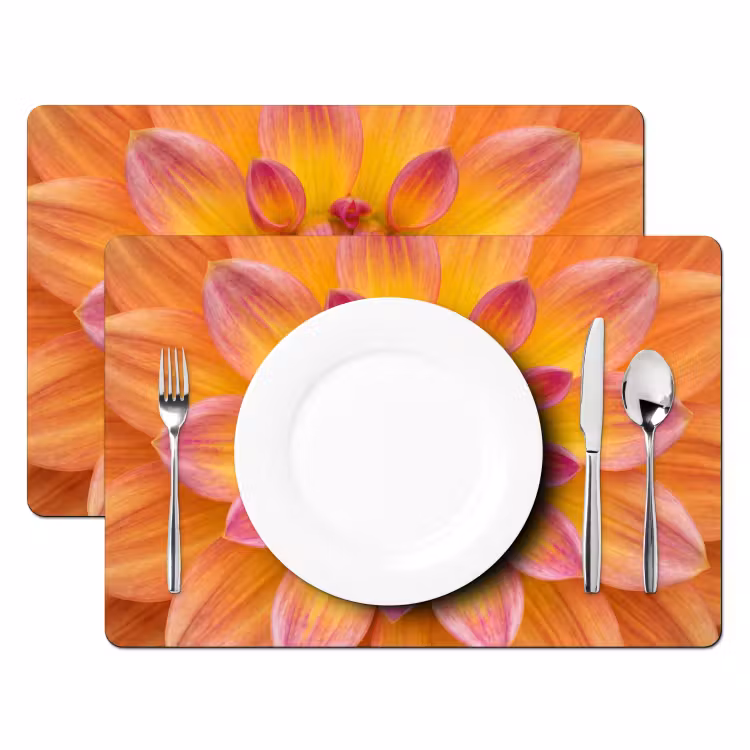 Dahlia - Bloem - Oranje Placemat vinyl groot -zzsfeer2_Kitchenyeah-website