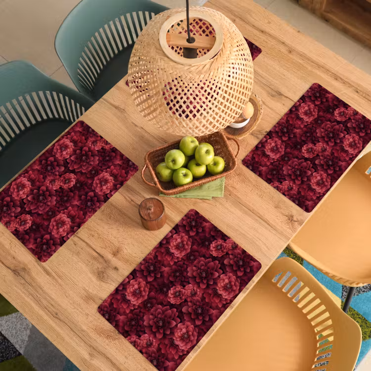 Dahlias - Bloemen - Rood Placemat vinyl groot 368 -zzsfeer5_Kitchenyeah-website