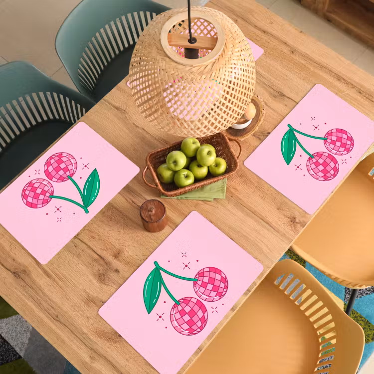 Decoratie - Disco-bal - Feest - Roze Placemat vinyl groot -zzsfeer5_Kitchenyeah-website