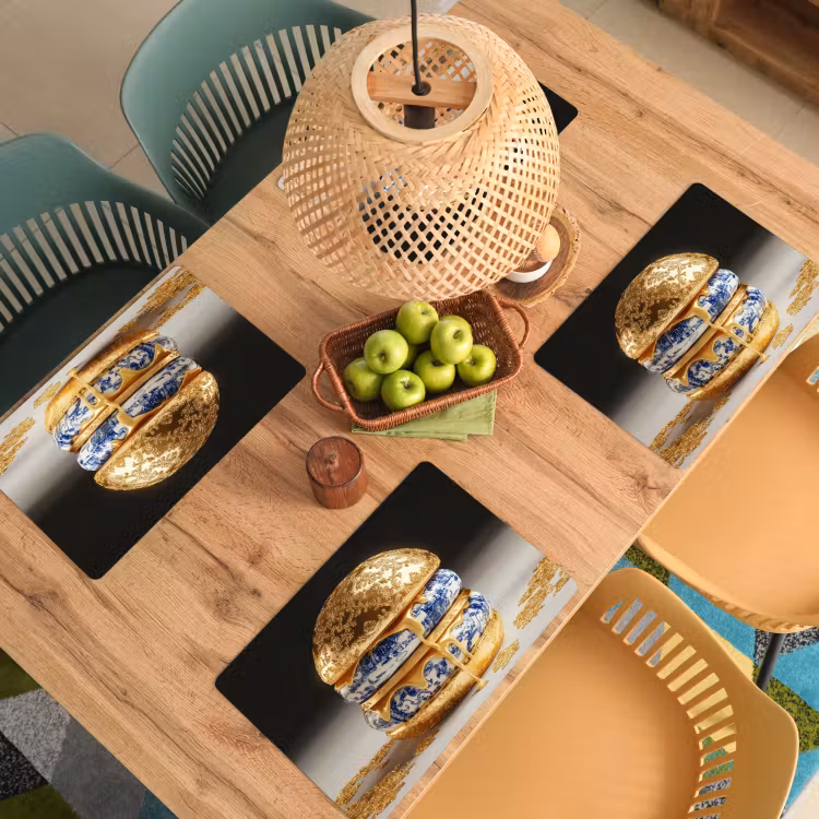 Delftsblauw - Goud - Burger Placemat vinyl groot -zzsfeer5_Kitchenyeah-website
