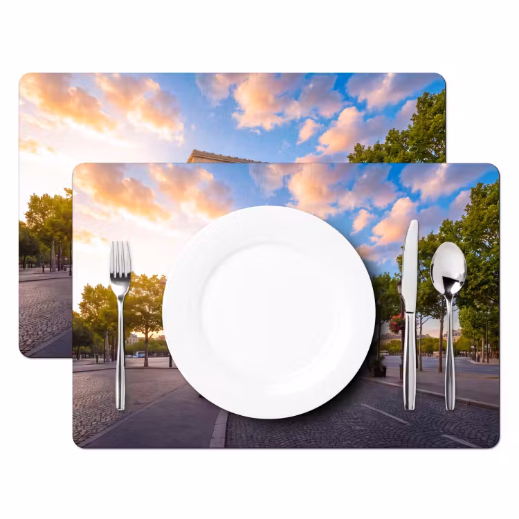 Monument - Parijs - Zonsondergang - Architectuur - Goud Placemat vinyl groot -zzsfeer2_Kitchenyeah-website