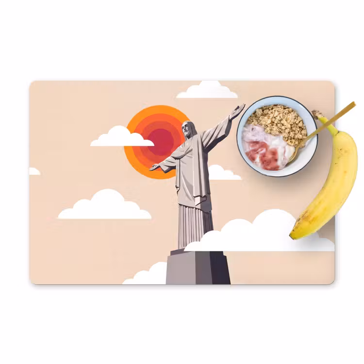 Monument - Stad - Zonsondergang - Minimalistisch - Oranje Placemat vinyl groot -zzzproduct_Kitchenyeah-website