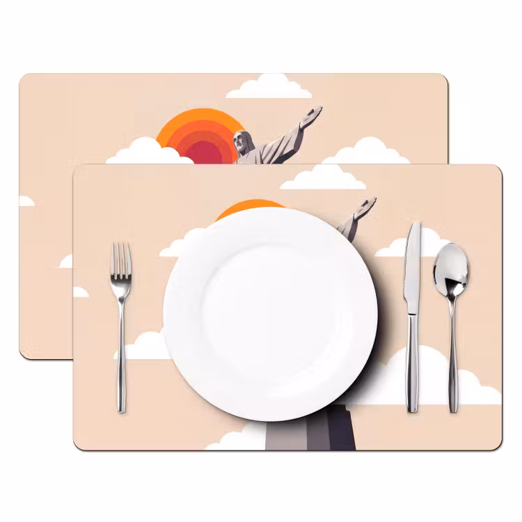 Monument - Stad - Zonsondergang - Minimalistisch - Oranje Placemat vinyl groot -zzsfeer2_Kitchenyeah-website