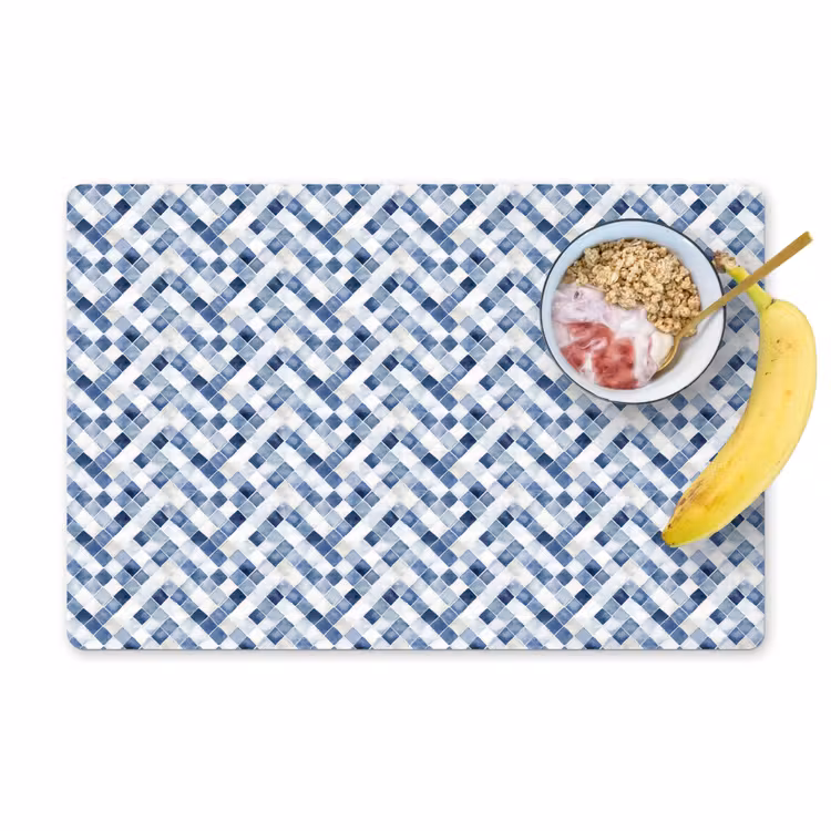 Diamant - Patroon - Blauw - Wit Placemat vinyl groot 368 -zzzproduct_Kitchenyeah-website