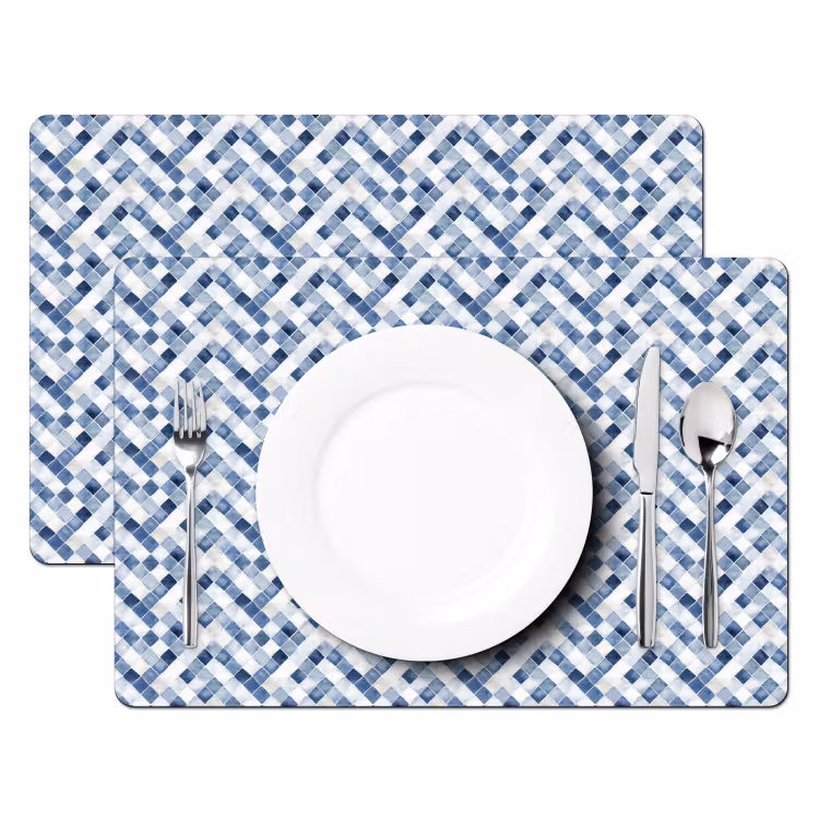 Diamant - Patroon - Blauw - Wit Placemat vinyl groot 368 -zzsfeer2_Kitchenyeah-website