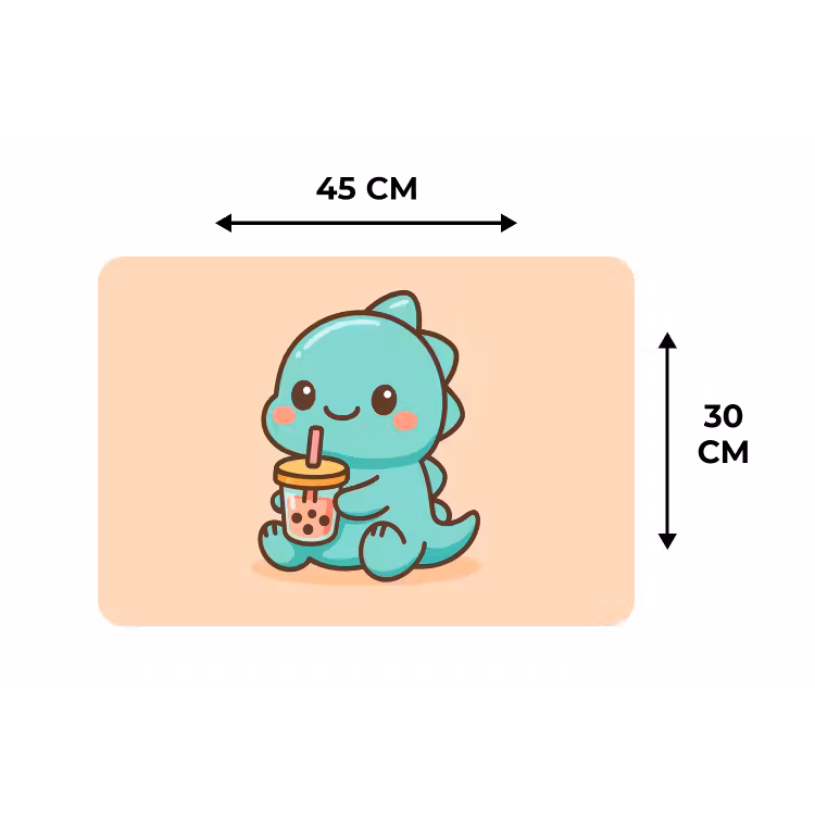 Dino - Boba - kawaii - Oranje Placemat vinyl groot -specs