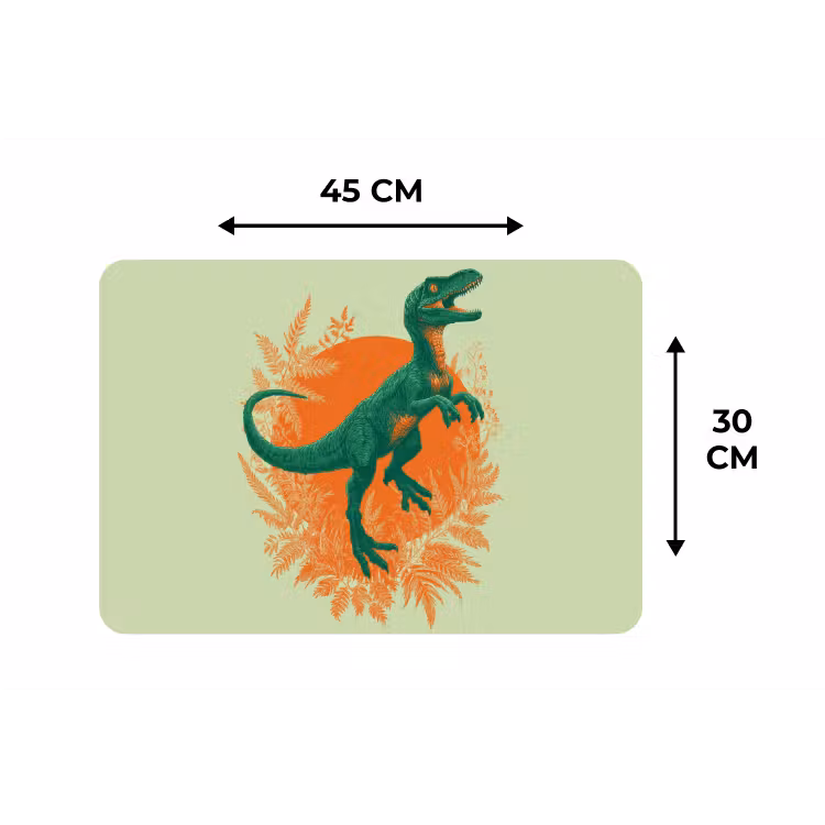 Dinosaurus - Groen - Planten - Cirkel Placemat vinyl groot -specs