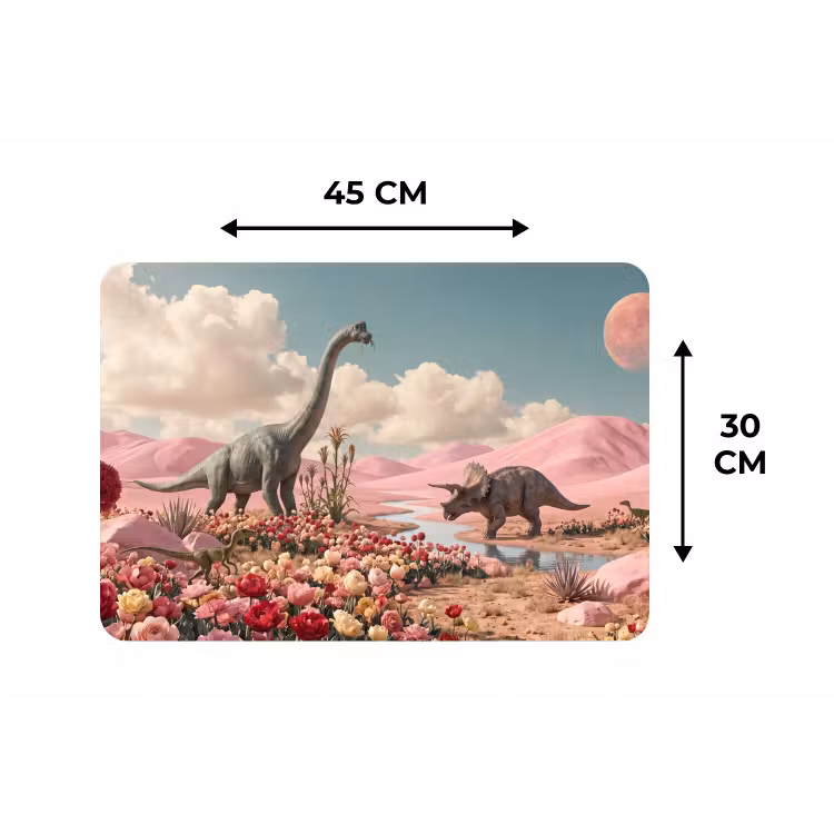 Tischset - 6 Stück - Dinosaurier – Rosa – Landschaft - Dinosaurus - Roze - Landschap Placemat vinyl groot