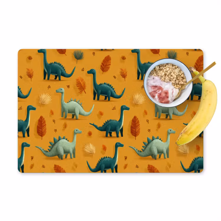 Dinosaurussen - Stekels - Herfstbladeren - Bruin Placemat vinyl groot -zzzproduct_Kitchenyeah-website