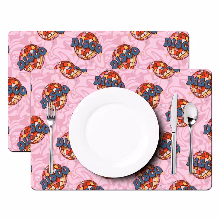 Disco - Bal - Patroon - Roze Placemat vinyl groot 368 -zzsfeer2_Kitchenyeah-website
