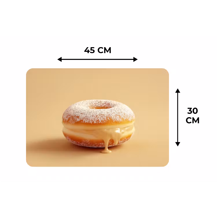 Donut - Romig - Poedersuiker - Beige Placemat vinyl groot -specs