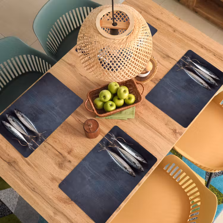 Tischset - 6 Stück - Drei Fische – Seil - Drie vissen - Touw Placemat vinyl groot