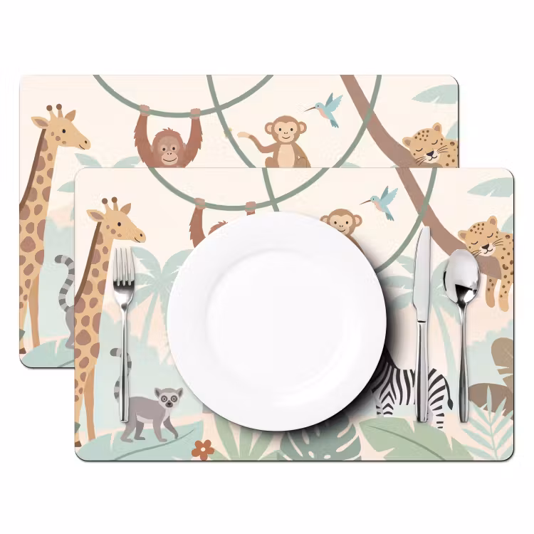 Jungle - Dieren - Groen Placemat vinyl groot -zzsfeer2_Kitchenyeah-website