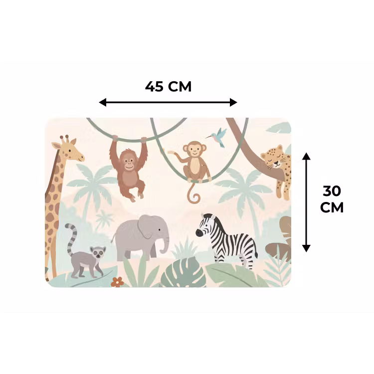 Jungle - Dieren - Groen Placemat vinyl groot -specs