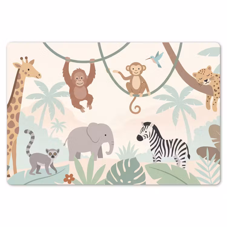 Jungle - Dieren - Groen Placemat vinyl groot -zzsfeer1_Kitchenyeah-website