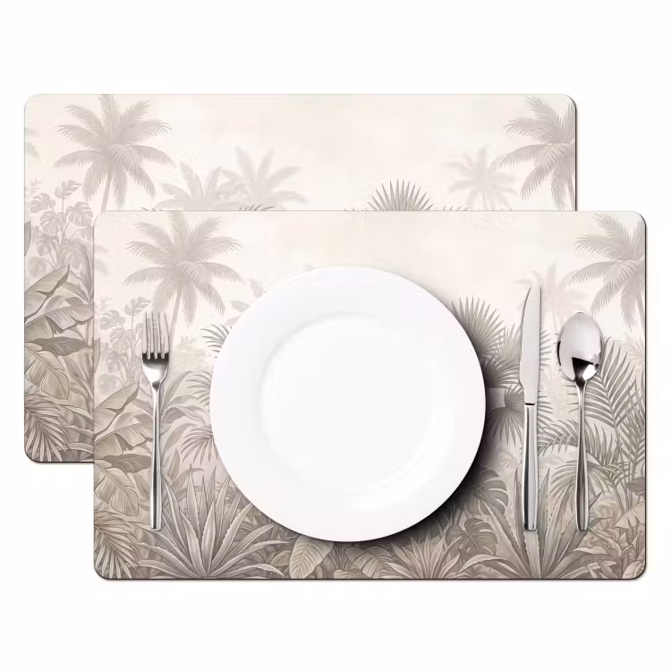 Jungle - Tropisch - Natuur -Vintage - Beige Placemat vinyl groot -zzsfeer2_Kitchenyeah-website